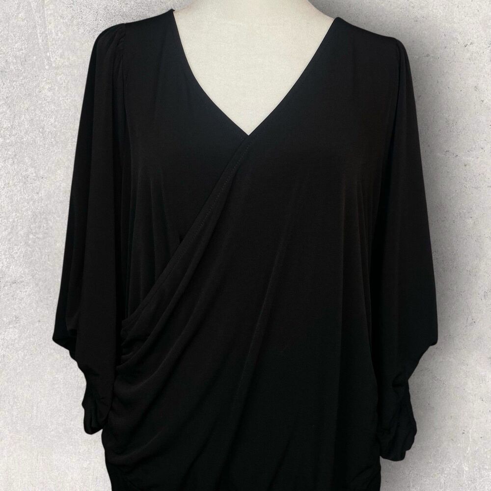 Torrid Bodysuit Women's 14-16 (1X) Long‎ Sleeve Black Wrap Front Night Out